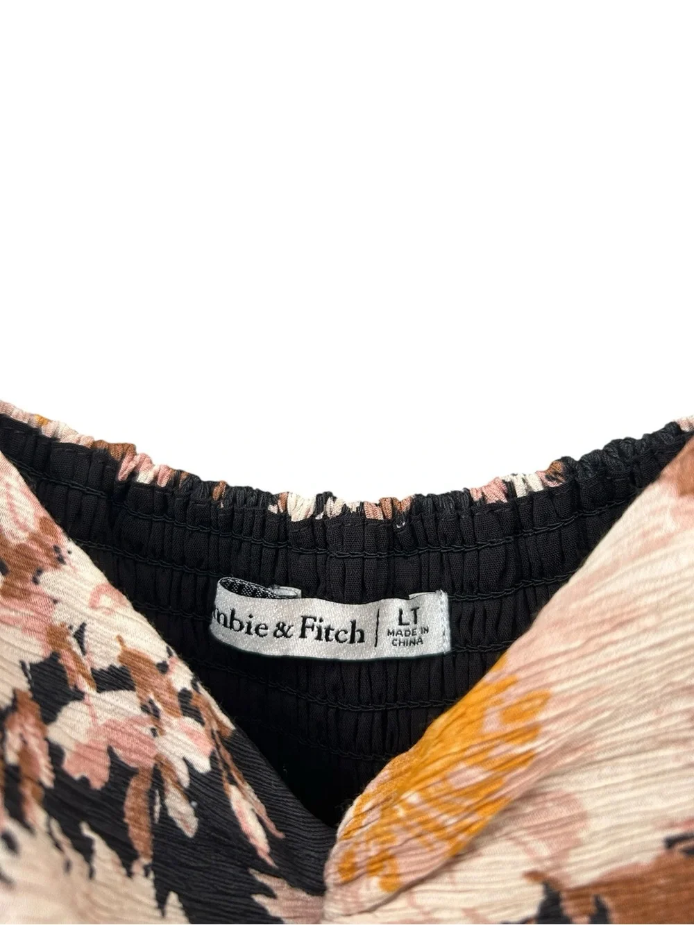 Abercrombie & Fitch Crinkle Textured Ruched Black Floral Maxi Dress - Size LT